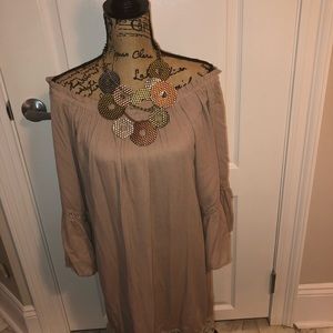 Beige Dress with Belle Sleeves (NWT)